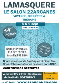 14éme salon voyance et thérapie. Du 8 au 9 septembre 2018 à Lamasquère. Haute-Garonne.  10H30